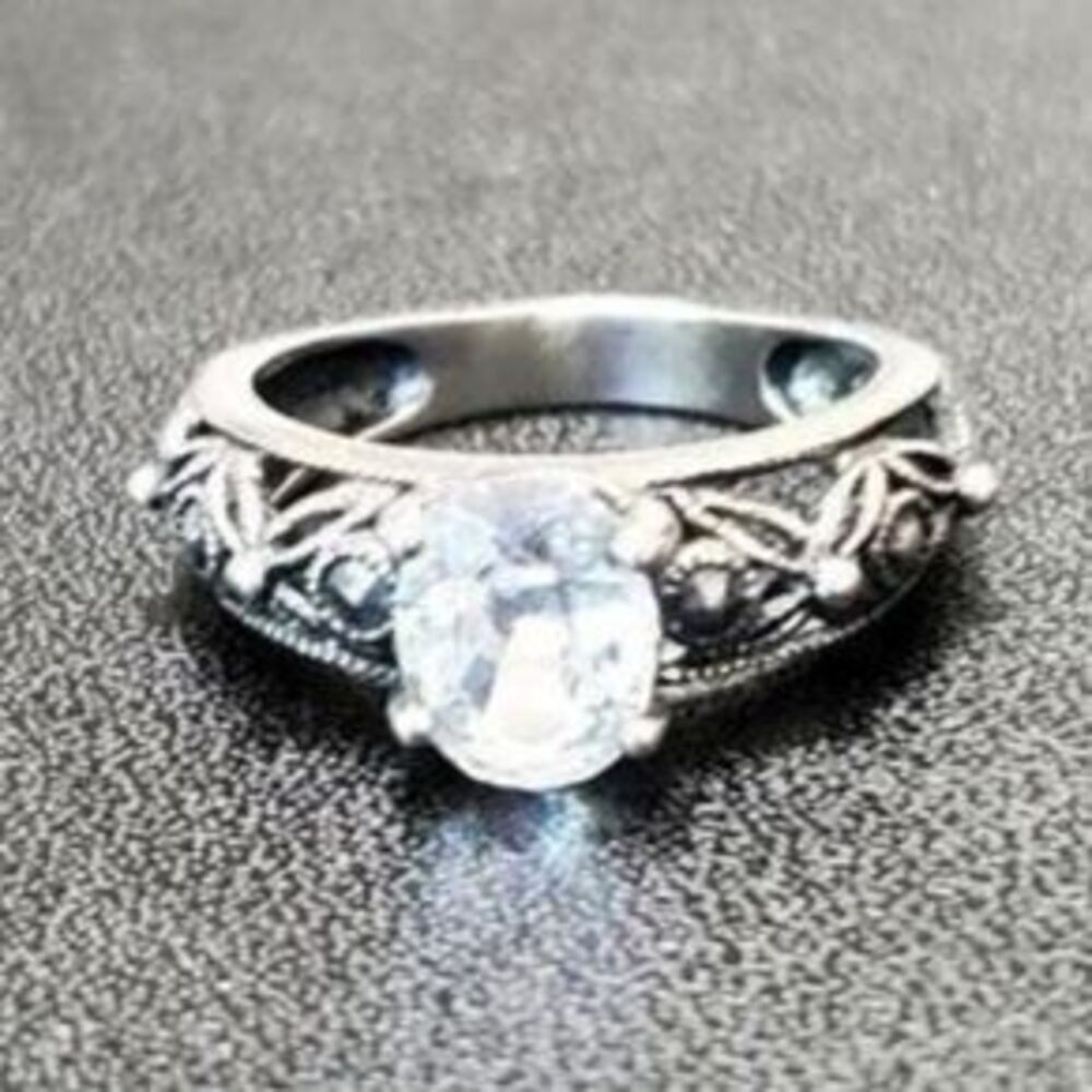 RJ Graziano sterling silver oval CZ ring size 5